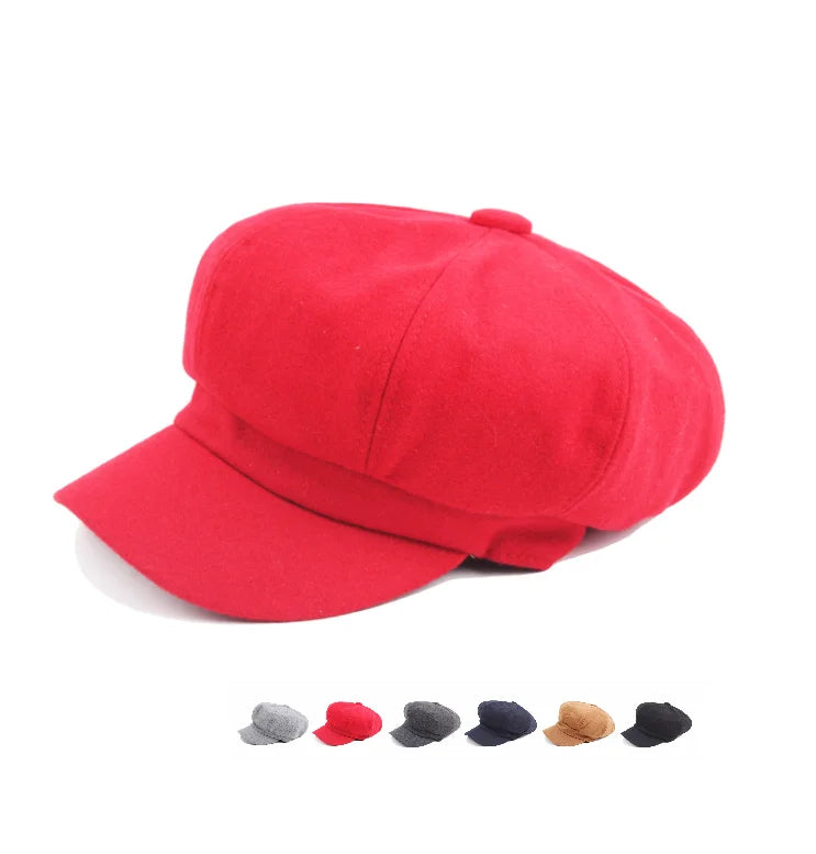 Wholesale Cheap Autumn Winter Women  Octagonal Flat Beret Fashion Hats Newsboy Cap Checked Beret Painter Hat for Women