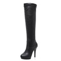 Spring and Autumn New Fashion 13 cm Thin Heel Black High Boots Platform Model Walk Show High Heels Women Heels