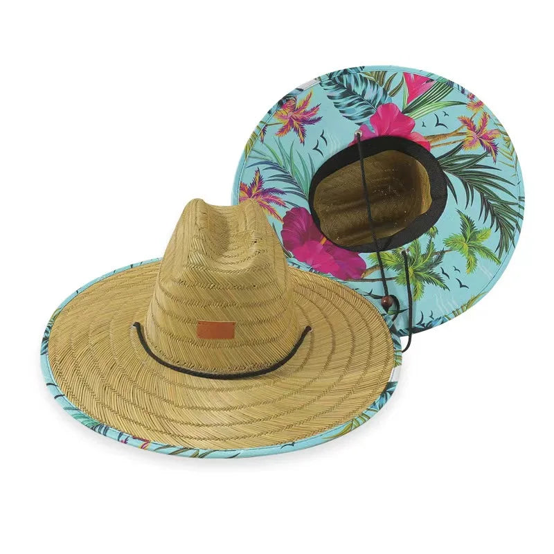 OEM Runner Wide Brim Summer Panama Beach Sun Sombrero Chapeau Hat Wholesale Fedora Women Logo Custom Lifeguard Straw Hats