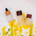 Silk Screen Flat Shoulder clear Wooden Cosmetic Bottle with Wooden Cap