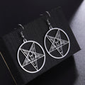 Satanic Pentagram Dangle Earrings Sigil of Baphomet Satanic Witch Satan Large Pendants Drop Earrings Stainless Steel
