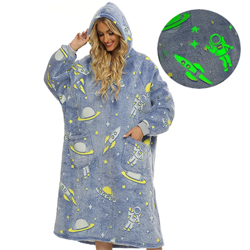 Glow in the Dark Big Hoodie Blanket Unicorn Giant Oversize Sweatshirt Blanket Hoodies Glow
