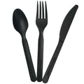 EcoNewLeaf Biodegradable Cornstarch Flatware Sets Customizable Disposable Spoon Fork Knife Compostable Black Utensils