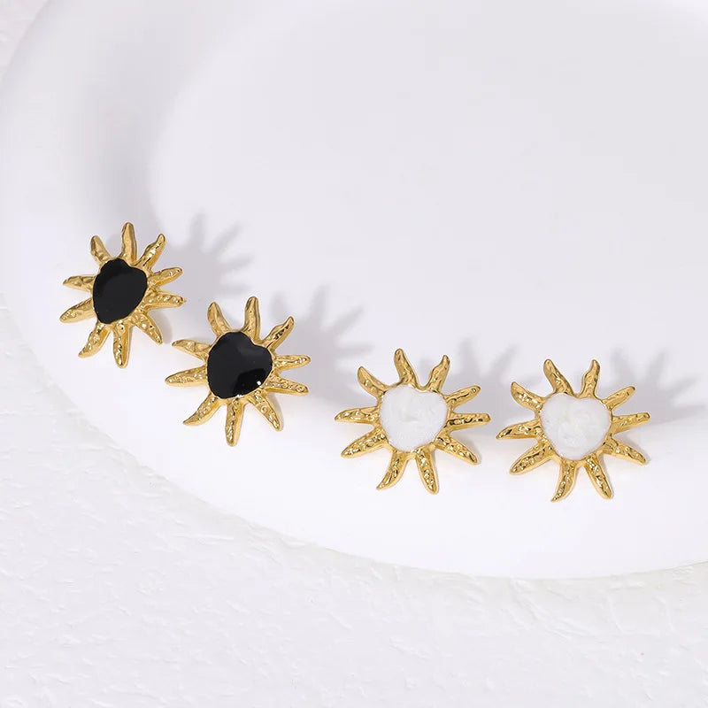 Beimai OEM Earrings Women's Sunflower 18K Gold-plated Titanium Steel Stud Earrings