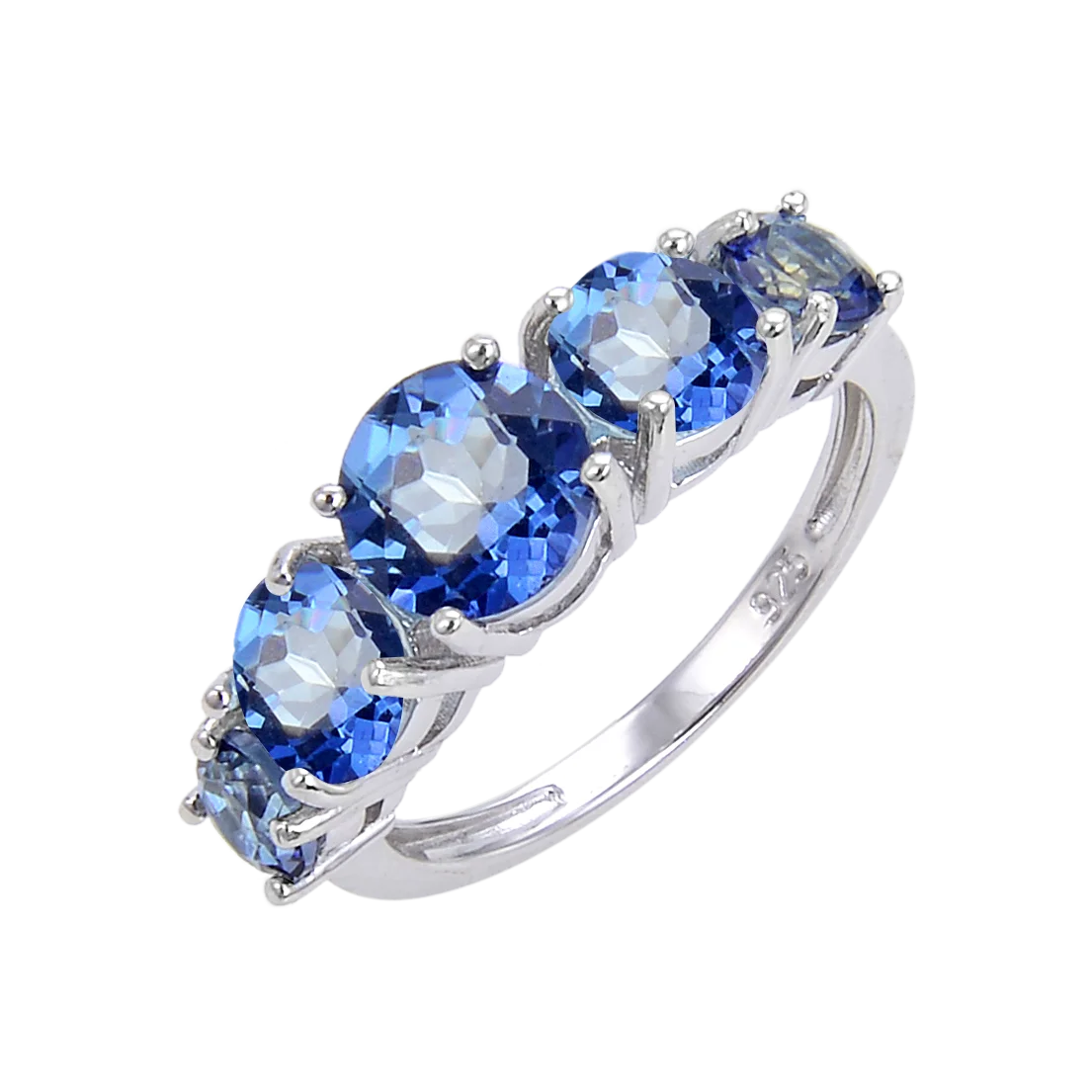 Abiding Jewelry Hot Sale Sterling 925 Silver Rings Main Stone Mystic Quartz Iolite Blue Natural Gems Ring