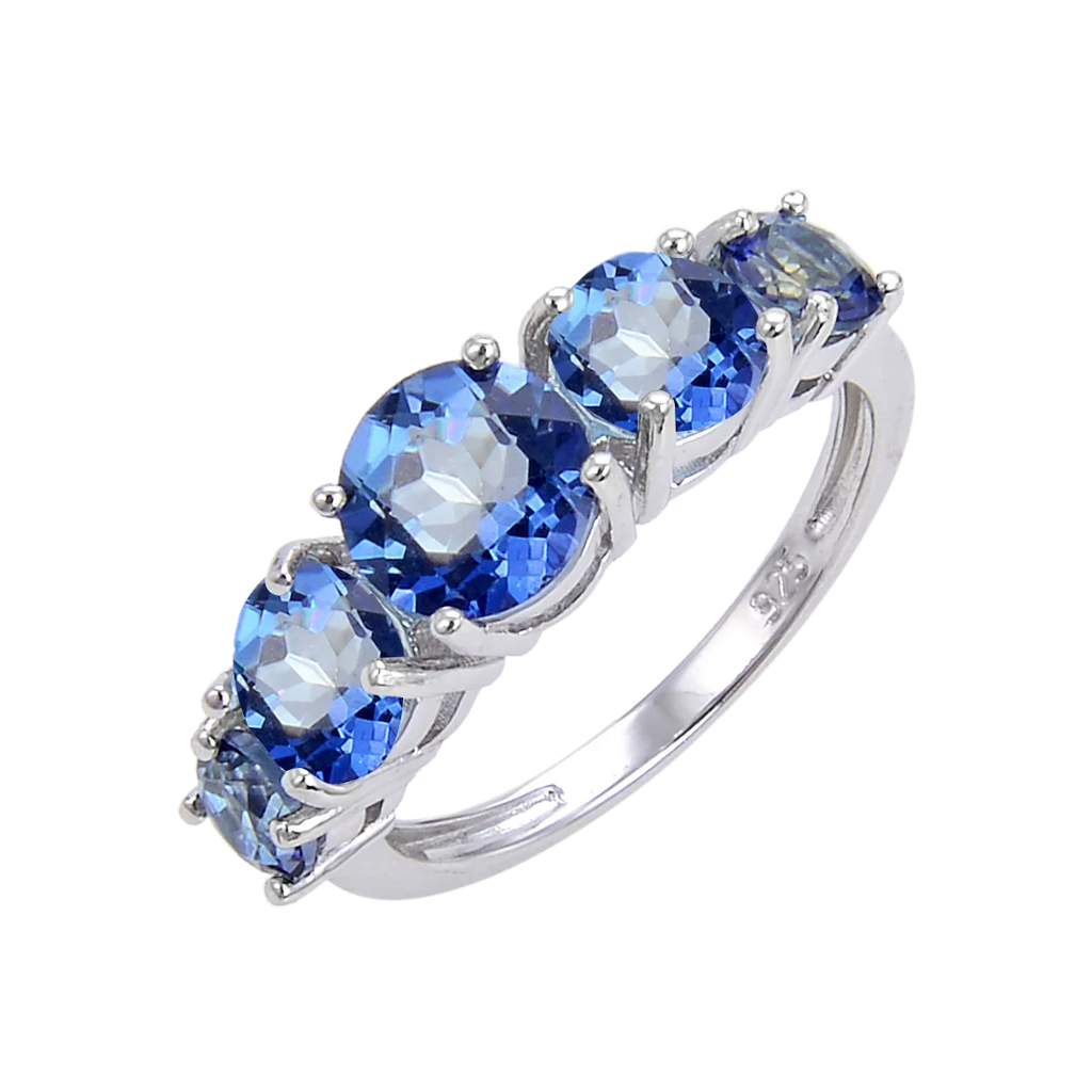 Abiding Jewelry Hot Sale Sterling 925 Silver Rings Main Stone Mystic Quartz Iolite Blue Natural Gems Ring