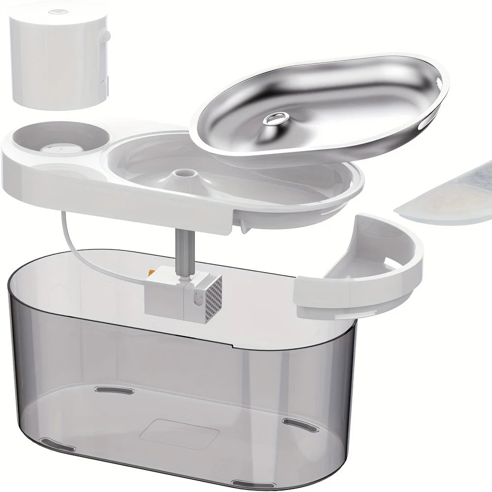 Raffy 135oz Stainless Steel Automatic Pet Water Dispenser Bowl Wireless Sensor Cat Water Fountain Battery Powered Pet Supplies