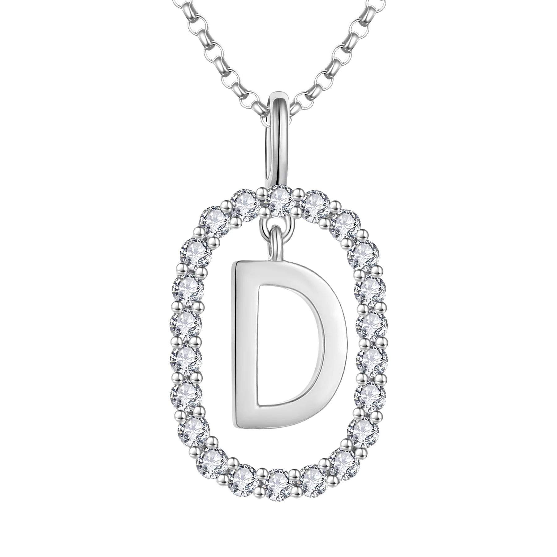 Ladies Fashion Pendant Necklace Designer 925 Sterling Silver with Diamond Alphabet Pendant Jewellery