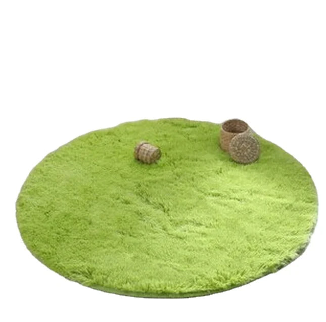 Round  Machine Wash Green Room Polyester Moquette Puffy Shaggy Comfortable  Blanket Carpet Nordic Winter