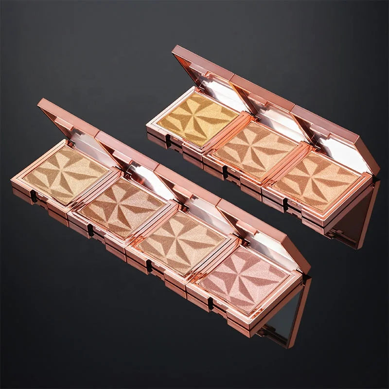 OEM ODM Rose Gold Long Lasting Shimmer 7 Colors Custom Bronzer Highlighter Palette