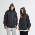 Heavyweight 420g Looped Zippered Hoodie Made of Pure Cotton Distressed Retro Edges Damaged Hoodie