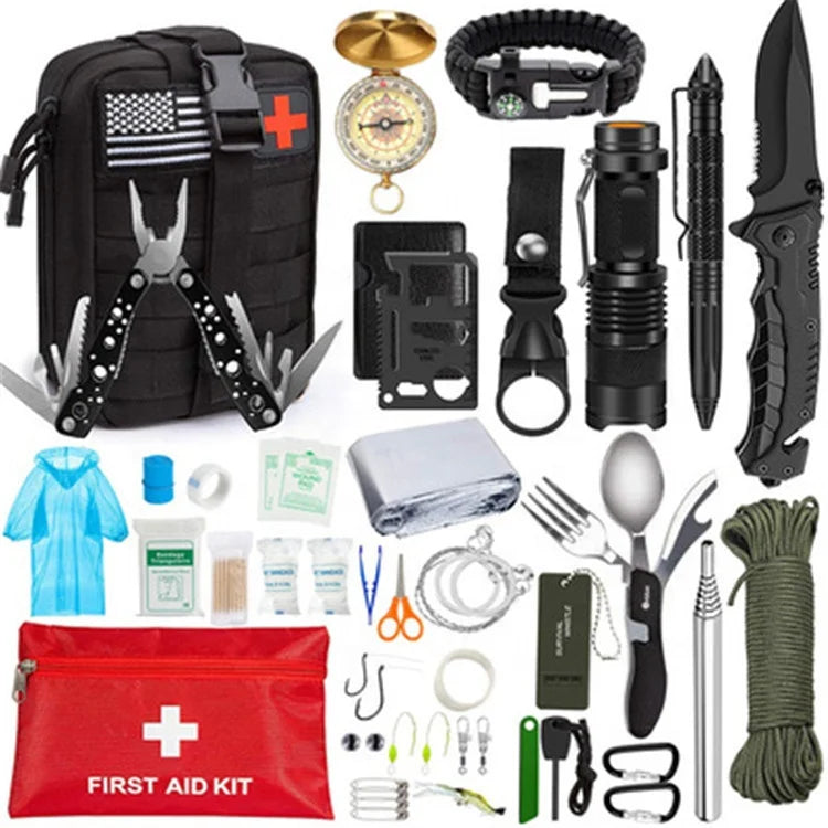 Vehicle-Mounted Travel Equipment Adventure Survival Kit Set Multifunctional Wilderness Survival First Aid Kit