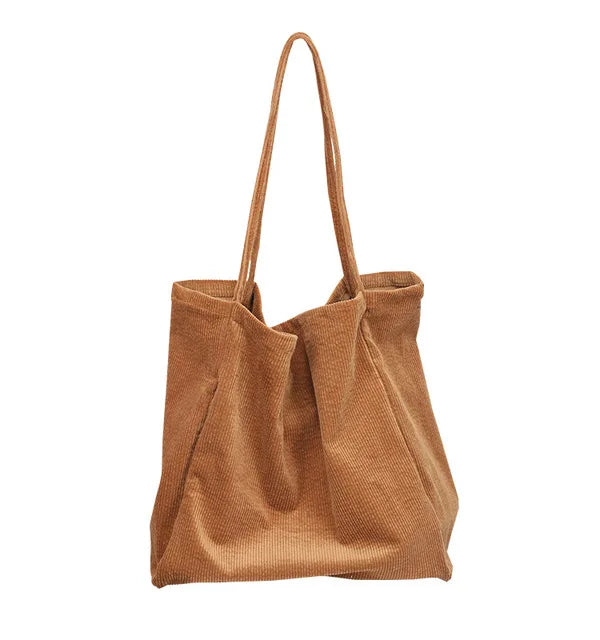 Casual Corduroy Shoulder Tote Bag Large Custom Capacity Reusable Shopping Bags