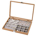 Vintage Wooden Jewelry Storage Organizer Box Rectangle Velvet Lining Ring Bracelet Earring Necklace Display Case Jewelry Holder