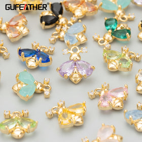 ME34 6pcs/lot Jewelry Accessories18k Gold Rhodium Platedcopperzirconshand Madecharmsnecklace Making Findingsdiy Pendants