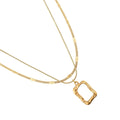 18K Gold Plated Necklace Retro Vintage Hammered Style Double Layers Stainless Steel Women Necklace
