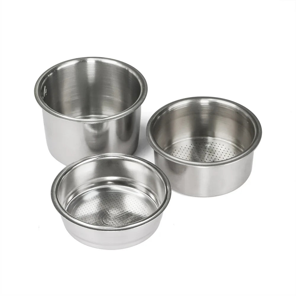Double Cup 51mm Stainless Steel Non-Pressurized Porous Filter Basket Classic Design Eco-Friendly Tea & Coffee Tool Portafilter