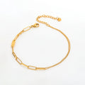 High End PaperLink Chain Double-layer Anklets Stainless Steel Jewelry