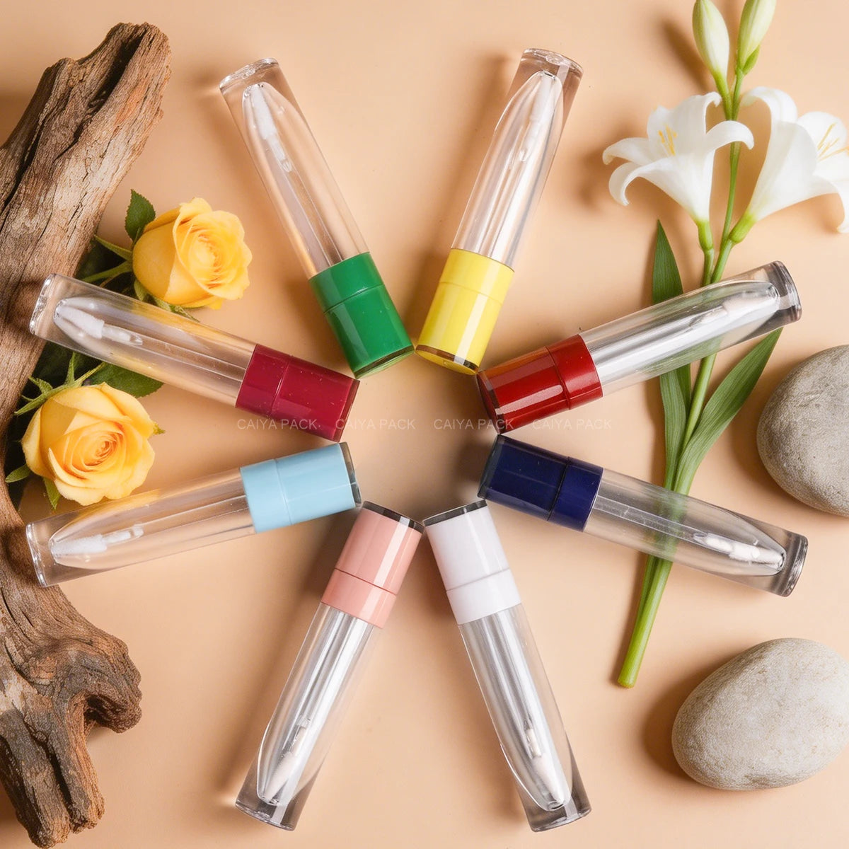 Manufacturer Wholesale CAIYA Brand  Model 8ml Low MOQ Cosmetic Plastic Lip Gloss Bottles Packaging Empty Lipgloss