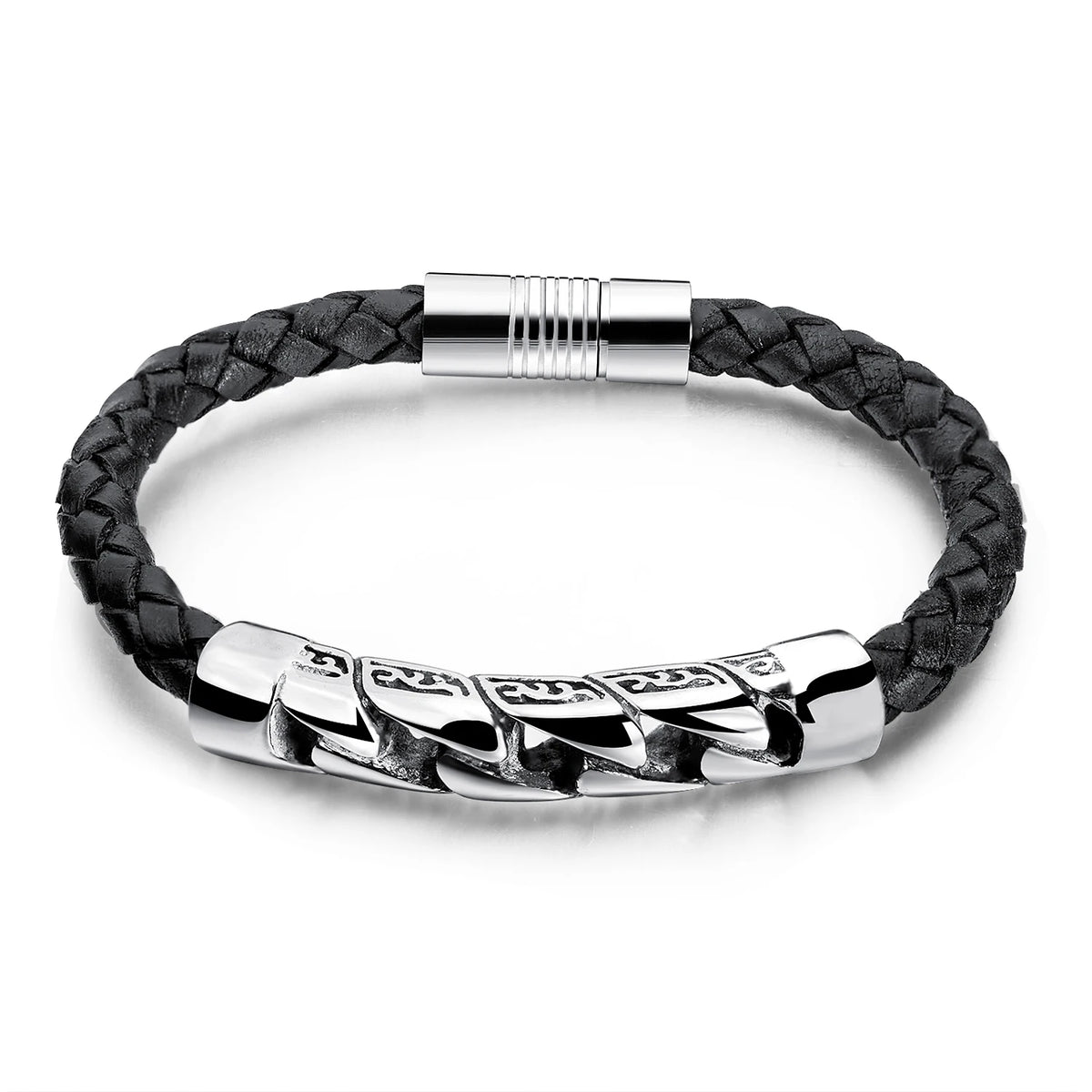 Fashion Vintage Leather Bracelets Jewelry Classic Mens Genuine Leather Bracelet with Stainless Steel Clasp MegaBDM
