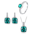 Factory Direct Sales Silver Jewellery 925 Sterling Emerald Zirconia Wedding Accessories Ring Earrings Necklace Jewelry Set
