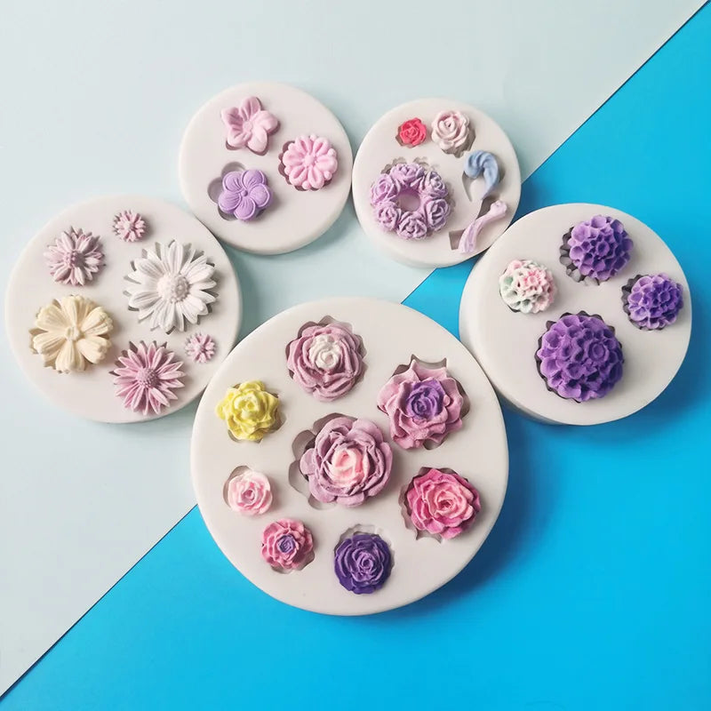Baking Happy Valentine's Day Rose Garland Daisy Silicone Fondant Cake Mold Decoration Chocolate Aromatherapy Candle