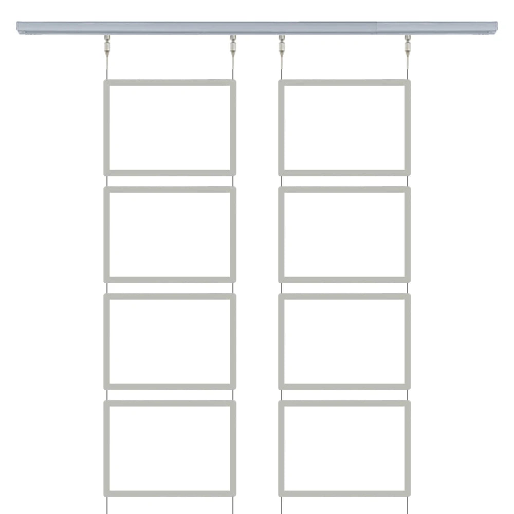 Advertising Hanging Lightbox Kit 8x A4 Dual-Sided Poster Frames Acrylic LED Light Box High Brightness 3-Year Warranty