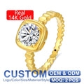 Quality Jewelry Supplier Christmas Gift Honeycomb Pattern Square Candy Woman Moissanite Hollow Gold Ring Oro 14k Original