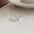 Minimalistic Adjustable Ring Cubic Zirconia Ring Hammered Sterling Silver Ring