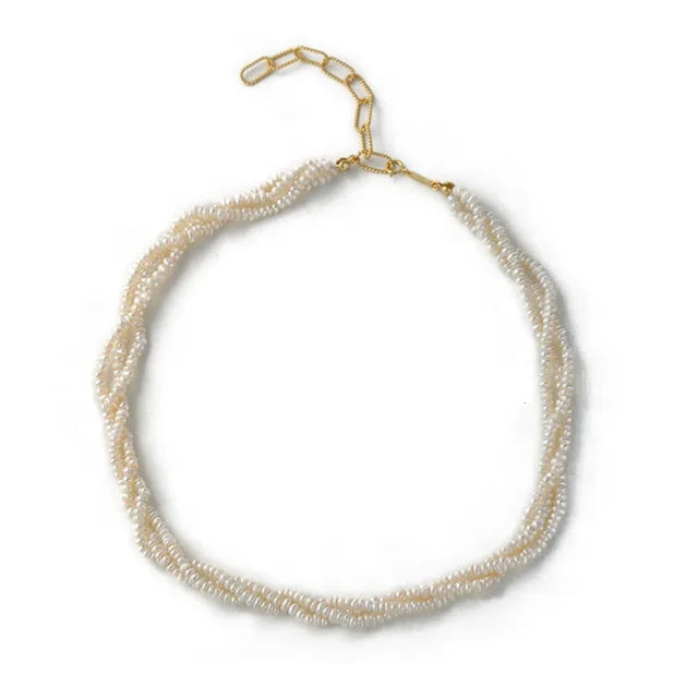 Wholesale Trendy Natural Freshwater Multi-Layered Pearl Necklace Sterling Silver Gold Plated AAAAA Grade Minimalist Fine Women's