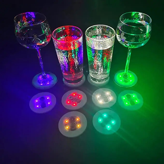 2024 New Hot Selling Customized 6cm Bar Party Night Glow LED Cup Sticker coaster