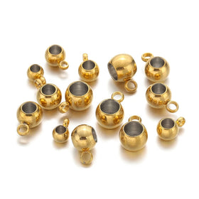 Stainless Steel Big Hole 4/5/6/6.5mm Spacer Beads Pendant Charms Clasps Gold Color Bail Beads for DIY Jewelry Making Findings