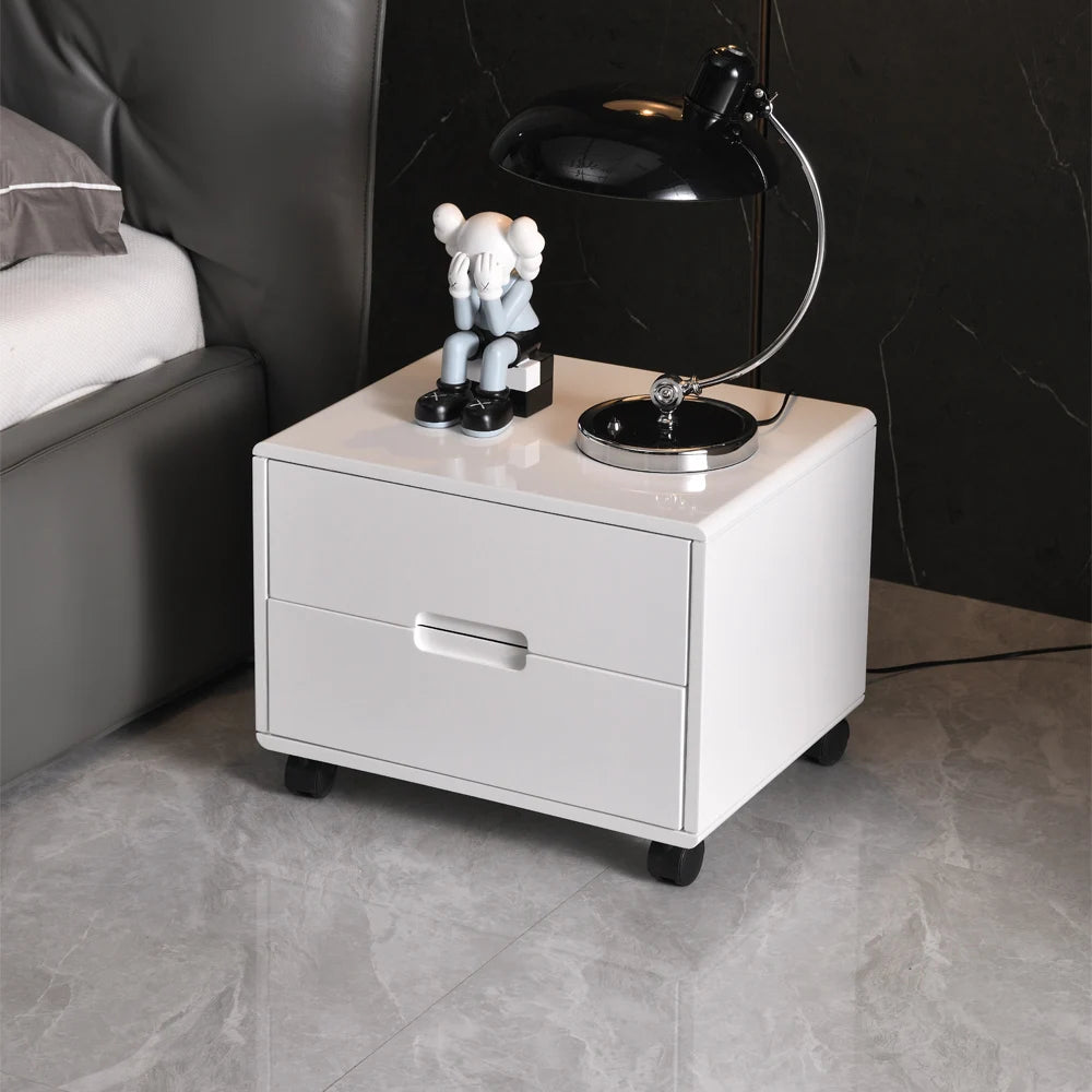 HANYEE New Nightstand Simple Modern Storage Cabinet Nordic Bedroom Multi-Functional White Lacquer Cabinet Nightstand