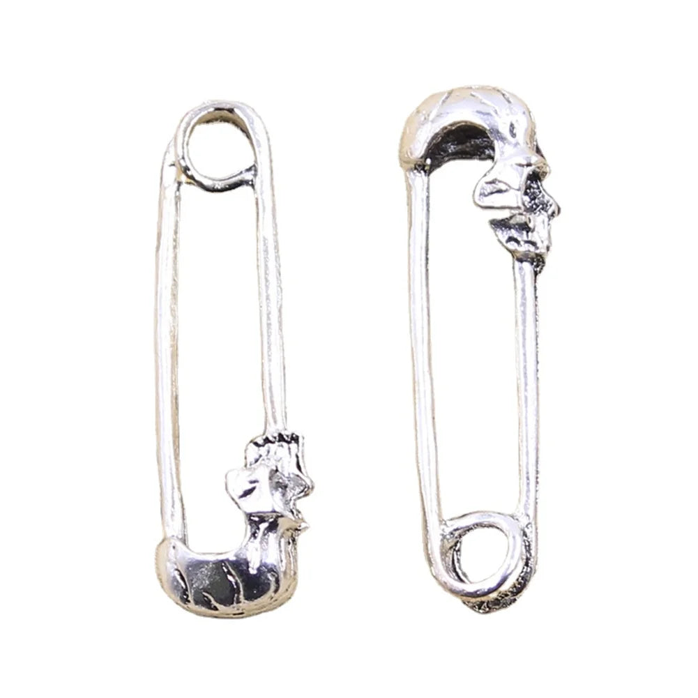 Charms Big Skull Skeleton Pin 46x14x9mm Tibetan Bronze Silver Color Pendants Antique Jewelry Making DIY Handmade Craft
