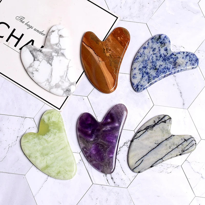 Diy Crystal Heart Shape Guasha Set Highly Polished Gua Sha Physical Therapy Tool Quartz Stone