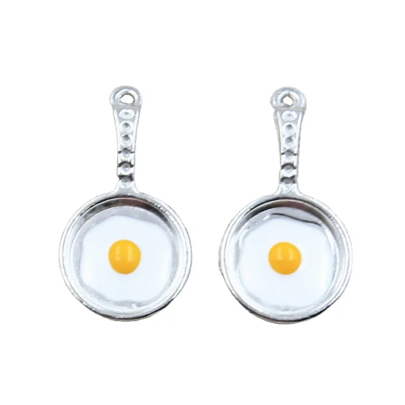 Charms Frying Pan DIY Craft Pendants 32x17mm Rhodium Color Gold Plated for Fried Eggs & Tibetan Jewelry Making