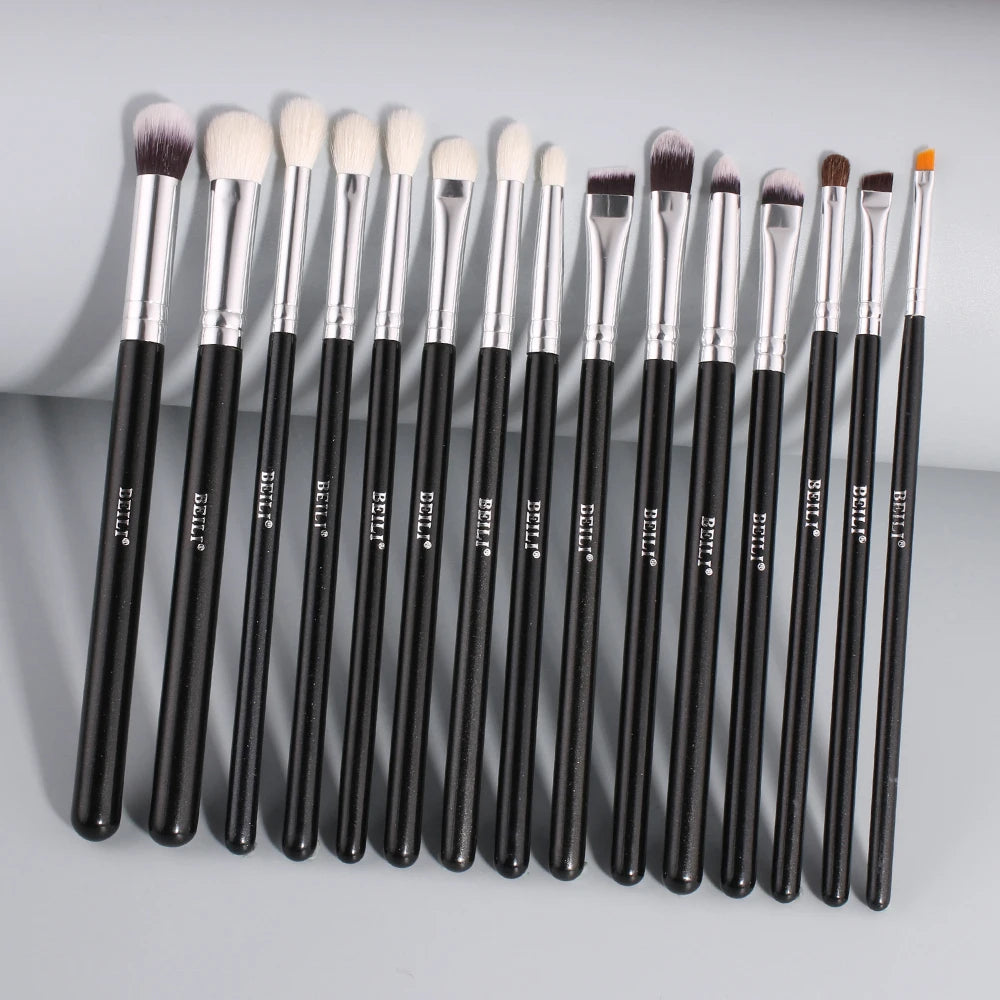 For Professional Luxury Eye Makeup Brushes Natural Hair Customized Logo Black Eyeshadow Eyebrow Eyeliner Brush Set Face