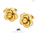Factory Wholesale Exaggerated Retro Women Fashion Charm Big Flower Shape 18K Gold Plated Stainless Steel Earrings