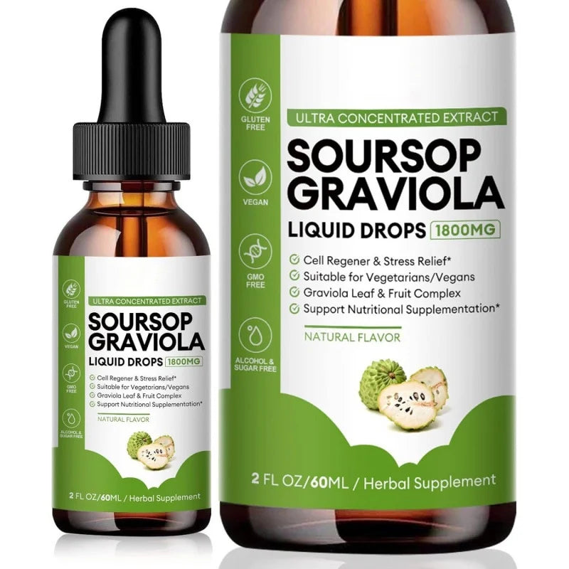 Soursop Graviola Liquid Drops Soursop Guanabana Leaves Liquid Graviola Drops Supplement