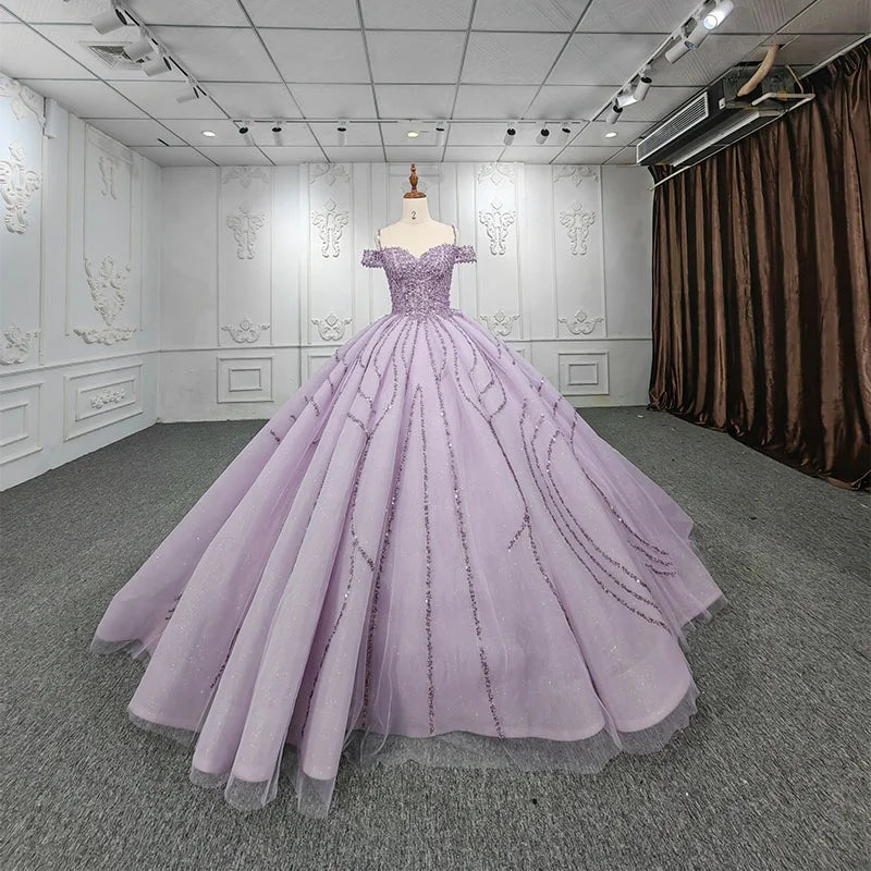 Jancember DY9971-1 2023 New Lace Spaghetti Strap Beaded Party Ball Gown Evening Dress