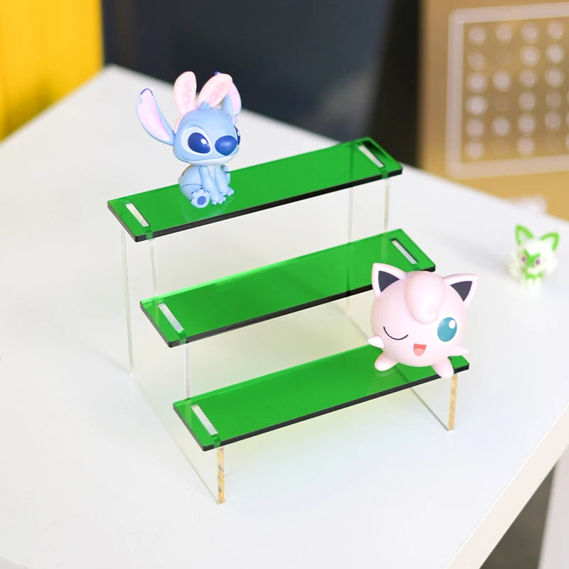 Green Acrylic Toy Display Stand Semi Transparent Jadeite Green Assembling Desktop Display Platform DIY Assembly