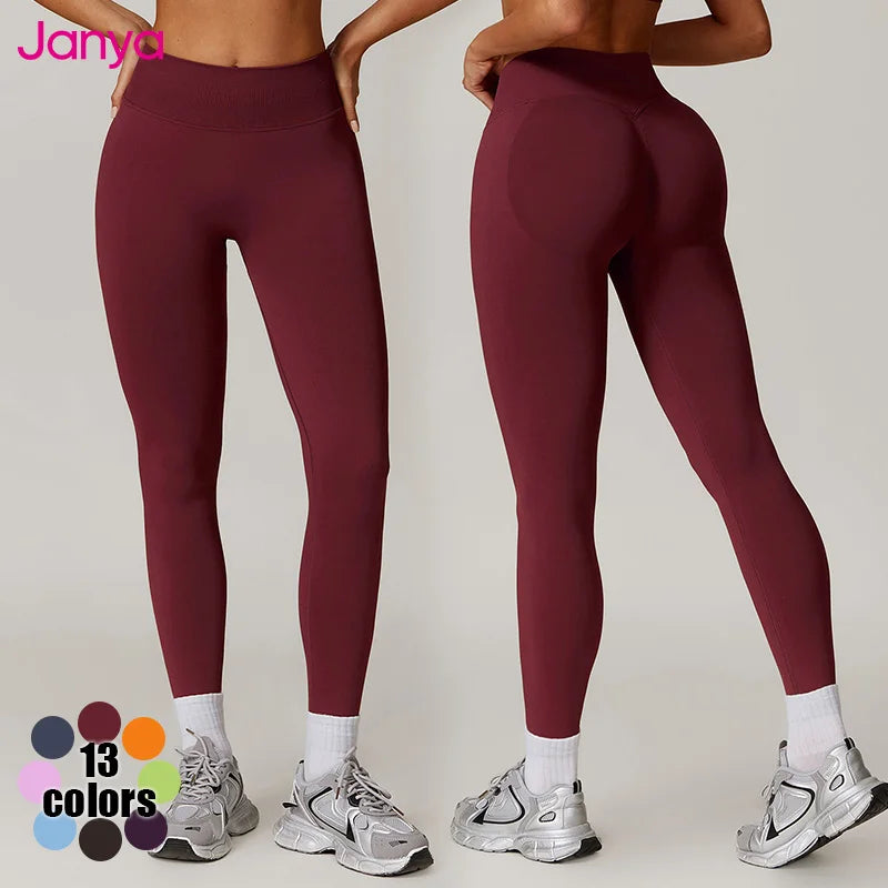 2026 Knitted Quick Dry Running Workout Leggings Scrunch Butt Lift Gym Fitness Pants High Waist Seamless Yoga Leggings for Women