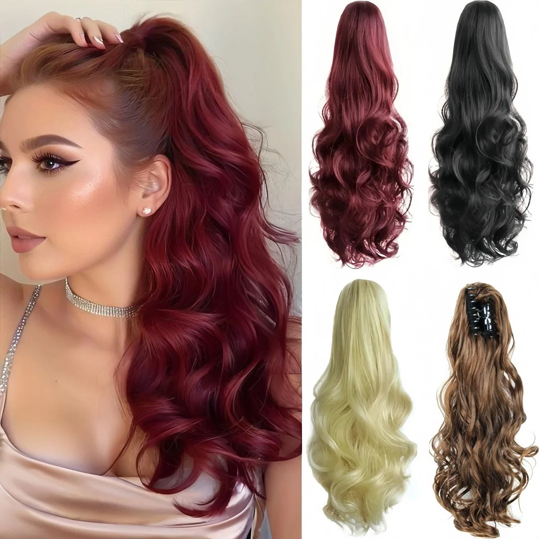 Hot-selling 20inch Natural Ponytail Clips Wig Hair Extensions Synthetic Curly Wigs Ponytail for Daily Use Curly Hair Extension