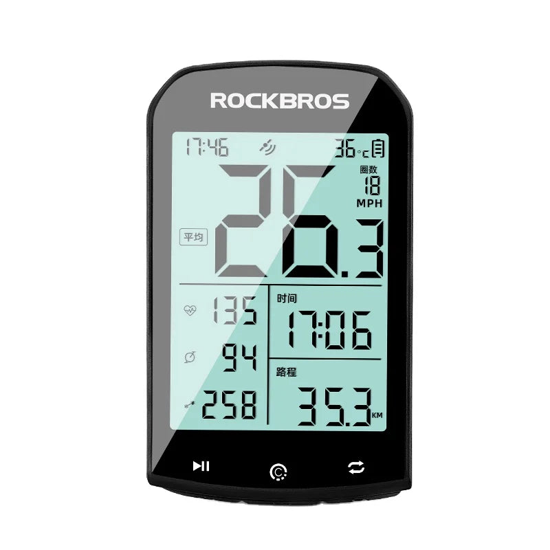 ROCKBROS Cycling Waterproof Smart GPS Bicycle Wireless Stopwatch Speedometer Bike Computer