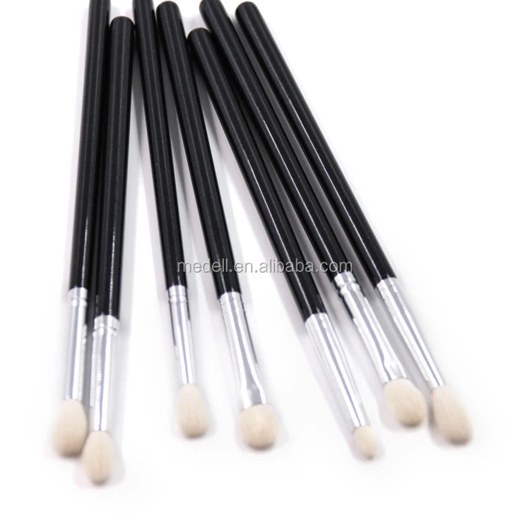 CUSTOM LOGO 7 Pcs Free Sample Black Make up Brushes Sets Eyebrow Blending Lip Brush Eyeshadow Makeup Brush Set MegaBDM