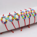 Boho Style Handmade Heart Macrame Bracelets Adjustable Miyuki Beads Woven with Colorful Heart Circle Flower Colorful Bracelets