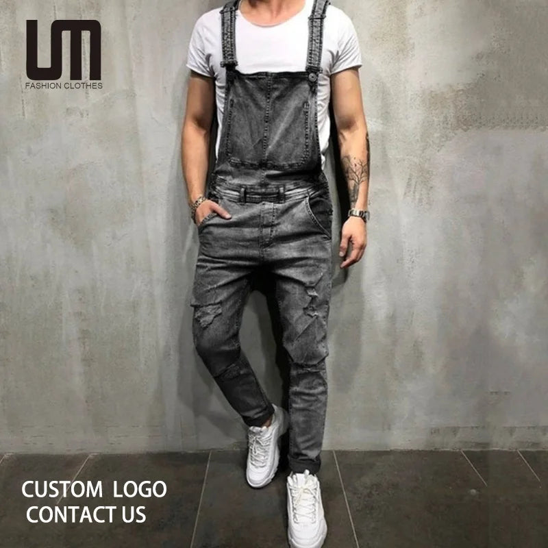 Liu Ming Autumn Hot Selling Trending Men S Fashion Streetwear Loose Suspender Denim Overalls Jeans Jumpsuits