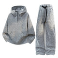 Autumn 2026 New Casual Gimmel Oblique Tie-Dye Stripe Knitted Men's Women's High-end Duffy Handsome American Hooded Sweat Set