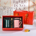 Creative New Valentine's Day 2pcs/set Girl Boy Love Heart-shaped Design Ceramic Couple Mug Gift Set with  Luxury Gift Box