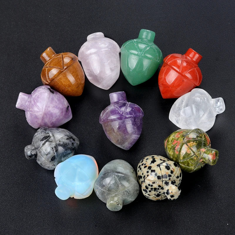 Acorn Gemstone Decorative Hand Carved Crystal Hazelnut Stone for Home Decoration Gift Nature Stone Charm